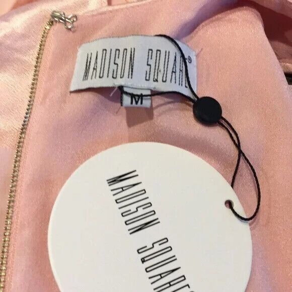 NWT Madison Square Dress Pink Sleeveless Asymmetrical Hem V-Neck Medium - Picture 4 of 6